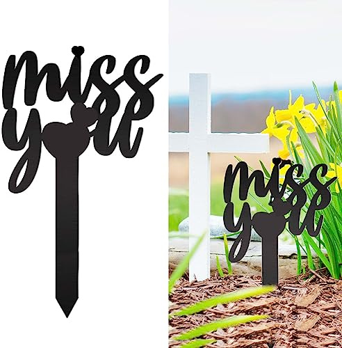 35 x 20 cm große Friedhofsdekorationen für Grab, Miss You Gedenkstifte, Metall-Gedenkpfahl, Grabmarker für menschlichen Friedhof, Garten, Hof, Grabstätte im Freien