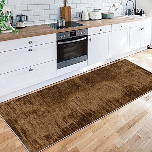 Siunwdiy Alfombra para Pasillo de 4 Metros, Entrada Antideslizante, Lavable, Vintage, marrón, para la Cocina, para salón, Dormitorio, Cocina, baño, Longitud Personalizable,50X400CM