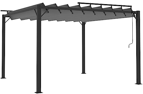 Pavillon mit Lamellendach 3x3 m Anthrazit Stoff und Aluminium