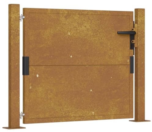 vidaXL Puerta de jardín acero corten 105x105 cm, puerta de valla, puerta de exterior, puerta de metal, puerta de seguridad, puerta de entrada