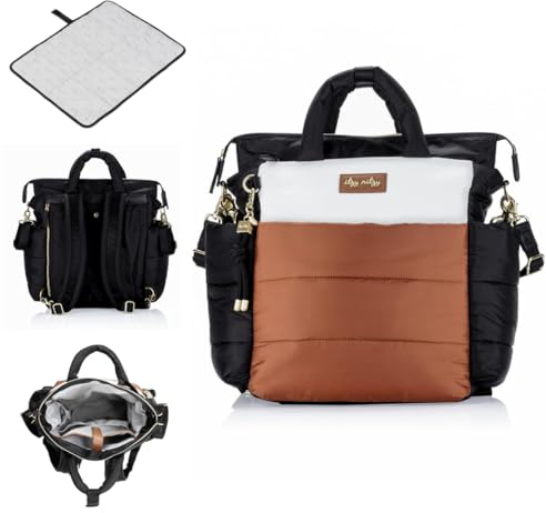 Itzy Ritzy Dream wandelbare Wickeltasche; leichte Wickeltasche verwandelt sich von einem Rucksack in eine Umhängetasche oder Tragetasche; verfügt über 14 Taschen, Kinderwagen-Clips, Wickelunterlage