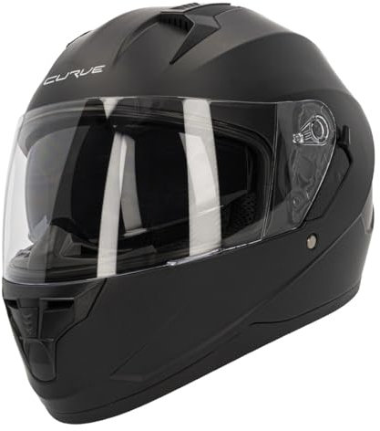 Casco Moto Integral Curve Lead Negro Mate, Material ABS, Visor Solar Ahumado, Cierre micrométrico, Adultos, Hombre y Mujer, ECE 22.06 (M)