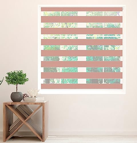 Zebra Blind Day and Night Roller Blind Aluminium Frame Dual Layer Fabric Modern Window Blind Easy to Install Easy Clean Privacy Living Room Kitchen Bedroom Bathroom 155 cm Drop (Pink, 90cm Width)