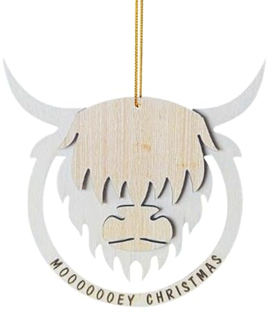 2023 Nette Kuh Weihnachten Szene Dekoration Weihnachten Hängende Dekoration Haus Weihnachten Szene Dekoration Dekoration Für Geschenk Bett Organizer Einhängen Türkis (Beige, One Size)