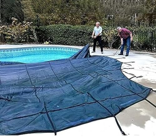 Lona Piscina Cobertor Piscina Cubierta Grande para Piscina Enterrada Personalizable, Cubierta de Red de Seguridad de Malla Azul de Seguridad Redonda, Cubierta Protectora de Piscina con Muelles de Ancl