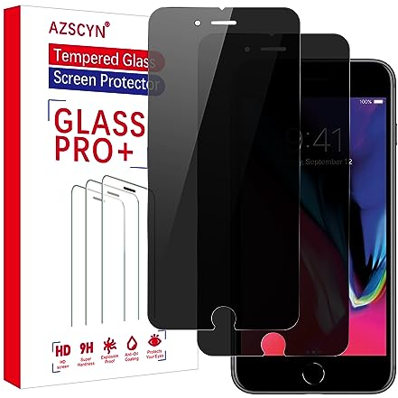 AZSCYN [2 Stück] Sichtschutz Schutzfolie für iPhone 6s Plus/6 Plus/7 Plus/8 Plus Schutz Glas Sichtschutz Privacy Zubehör, 9H Härte, Anti Spy, Kratzfest, blasenfrei, Anti-Fingerprint