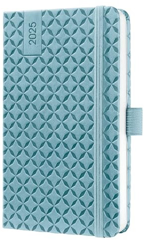SIGEL J5112 Wochenkalender 2025 A6, Jolie, hellblau, Hardcover, Gummiband, Stiftschlaufe, Einstecktasche, 174 Seiten, vegan, Buchkalender, Terminplaner