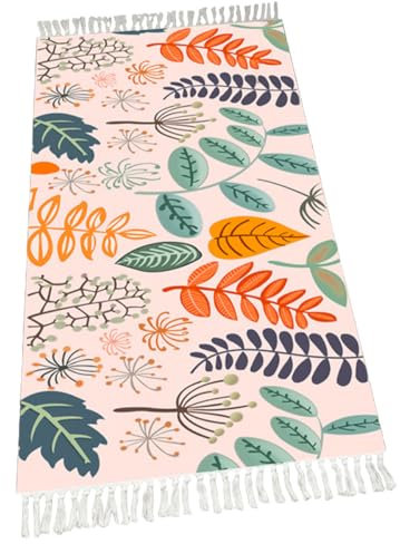 Terafeels Teppiche für Schlafzimmer, 60 x 150 cm, schmutzabweisend, waschbar, Boho-Teppich für Wohnzimmer, Esszimmer, Schlafzimmer, rutschfest, niedriger Flor und weich, Akzentteppich, Büro,