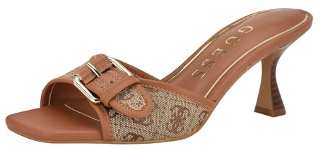 Guess Women's Dista2 Heeled Sandal, Beige/Brown 210, 7.5