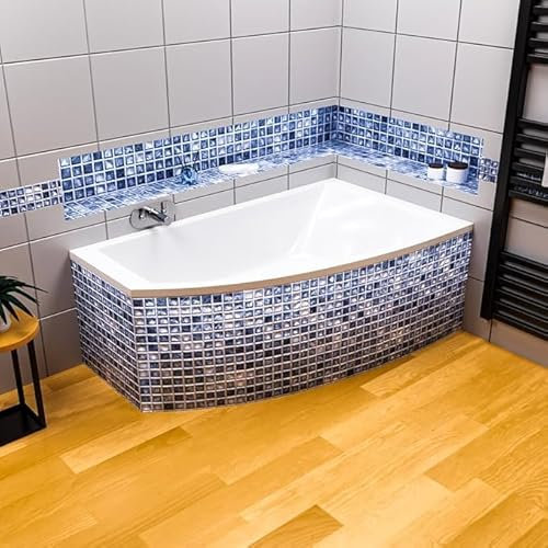 ECOLAM Baignoire d'angle Hela 150x90 cm droite | Supports en polystyrène | Vidange automatique Alcaplast | Pieds et silicone