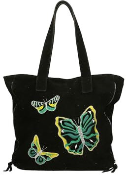 Gave Lux Umhängetasche für Damen. Handwerkliches Produkt. Außenmaterial: Echtes Leder. HERGESTELLT IN ITALIEN. GLX22862023FBG-NERO_BLACK. 37x37x6 cm
