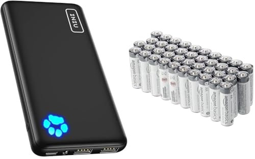 INIU Power Bank & Amazon Basics AA Industrie Alkalibatterien, 40 Stück