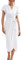 GRACE KARIN Damen Elegant Geburtstagskleid Slim Fit Bodycon Rockabilly Plissiert Cocktailkleid Kurzarm V-Ausschnitt Partykleid Weiß L