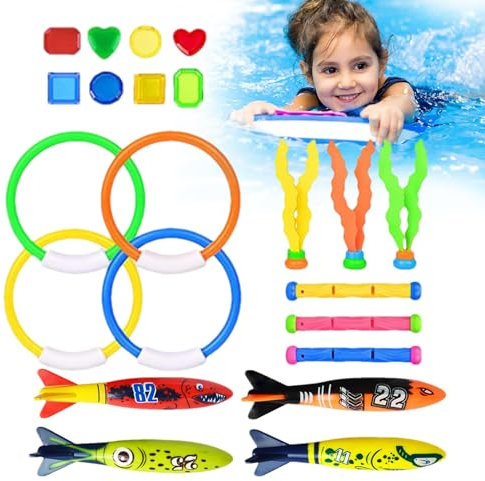Juguetes de Buceo para Piscina para Niños,Juguetes de Buceo en Piscina - Juego de hundimiento de 22 Piezas Divertidos Juegos de natación,Juguete de Piscina para niños, niñas y Adolescentes a