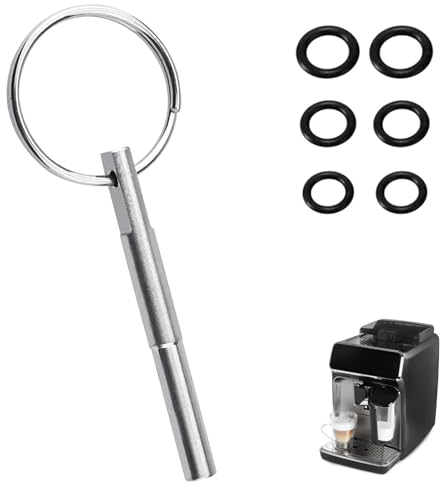 Broca para máquina de café Broca para Máquina De CafLlave De Punta De Cabeza Ovalada Occesorio para Máquina De Café con llavero y 6 anillos de goma Compatible con las cafeterasJura Krups AEG Nespresso