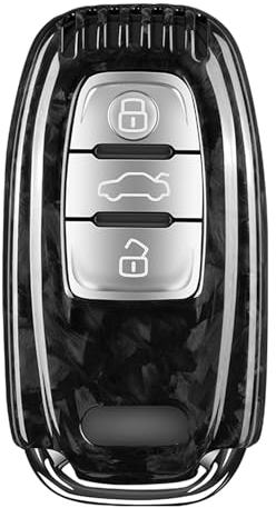 M.JVisun Schmieden Kohlefaser Abdeckung Fall Schlüsselgehäuse Für Audi A4 A4L A5 A6 A6L A7 A8 Q5 Q8 R8 RS4 RS5 RS6 RS7 S4 S5 S6 S7 S8 SQ5 Auto Schlüssel Schlüsselanhänger - Schwarz