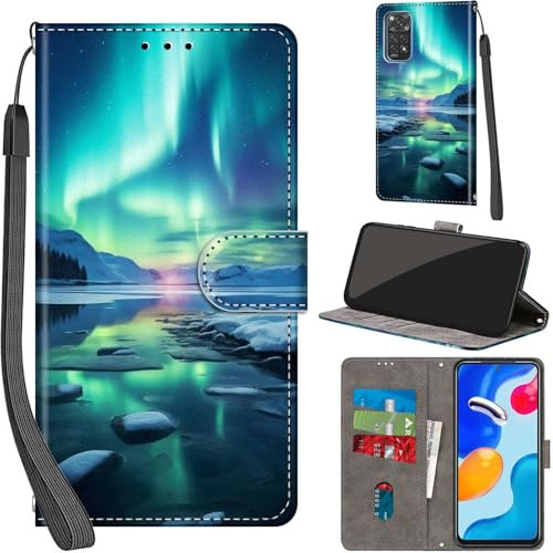 Handyhülle für Xiaomi Redmi Note 11/11S Hülle PU Leder Schutzhülle Klappbar mit Kartenfach Ständer Handytasche mit Kameraschutz Flip Case Klapphülle für Redmi Note 11/11S, Schneeberg
