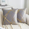 Kissenbezug 40 x 40 cm Grau Sofakissen Herbst Kissenbezüg mit Gold Geometrie Linie Kissenhülle Modernes Dekokissen Samt Zierkissen 2er Set für Schlafzimmer Couch Sofa Bett