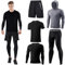 Herren Sport Laufset (5er Pack) Athletisches Shirt+Short/Kompressionsshirt+Hose mit Mantel Trainingsanzug Gym Anzüge Schwarz 03 M