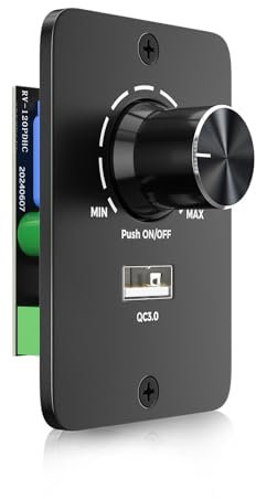 HeatingLux Interrupteur Variateur LED DC 12V-24V PWM Dimmer Contrôleur Reglable avec Charge Rapide USB QC 3.0 pour Camping-car Camion Van Caravane, DC 12V-24V Dimmable Halogène et Ampoules LED