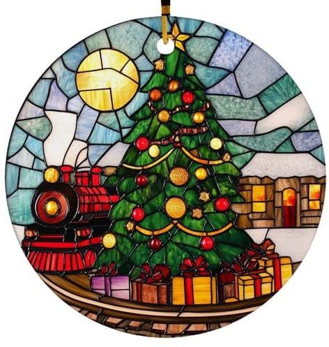 Runde Weihnachtsbaum Dekoration Weihnachtsschmuck „Polarexpress“ Xmas Keramik Keramik Weihnachtsdeko Retro Weihnachtsbaumschmuck Für Souvenir Bars Wände