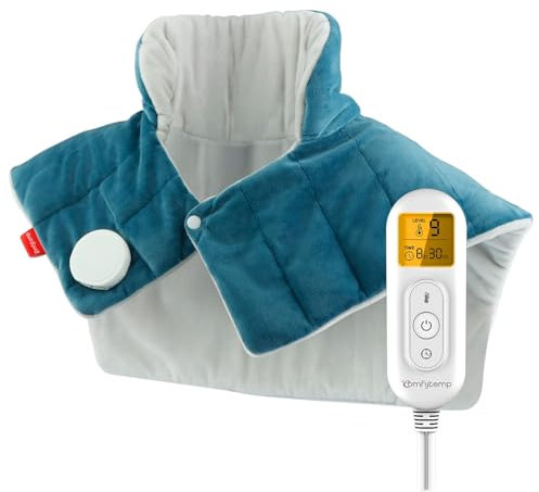Comfytemp Coussin Chauffant Nuque, Coussin Chauffant pour le Cou et les Épaules, pour Soulager la Douleur Cou, Épaules et Dos, 9 Niveaux de Chaleur, Arrêt Automatiques, Lavable en Machine, 48 × 56cm
