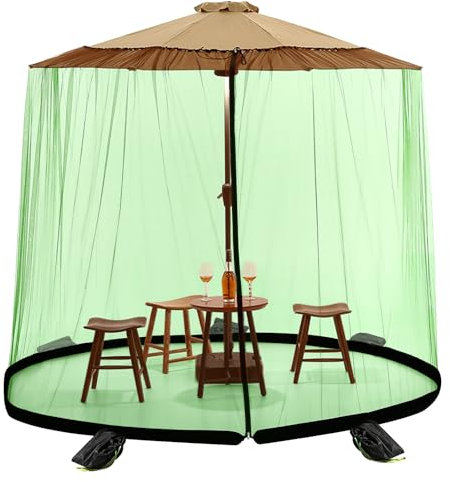 MIFXIN Moustiquaire pour parasol d'extérieur avec fermeture éclair et corde réglable, pour jardin, cour, pavillon et autres espaces extérieurs (Vert, 240cm*380cm)