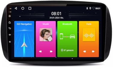 Auto GPS Navi Autoradio Navigation mit CarPlay & Android +HD Rückfahrkamera Kompatibel mit Smart Fortwo Forfour Cabrio Cabriolet Coupe 451 453 (Navigator D)