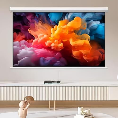 Projector screen，4:3/16:9 pull down projector screen，projector screen for bedroom，wall projector screen，HD Home Theater Projector， Ideal for Home, Classroom, Office Presentations(B16:9,72 inches)