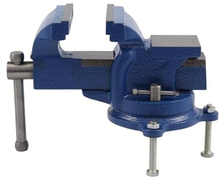 CROWNSHOP Bench Vice for Workbench Bench Vise with 360 Degrees Swiveling Table Vice Base Cast Iron Workshop Vise for Workshop Factory (4 Inch)