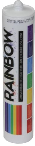 Rainbow RAL 7034 Silicone Yellow Grey Sealant | 300ml | Durable & Anti-Mould | For Kitchen, Bathroom, Showers & Other Sanitary Areas