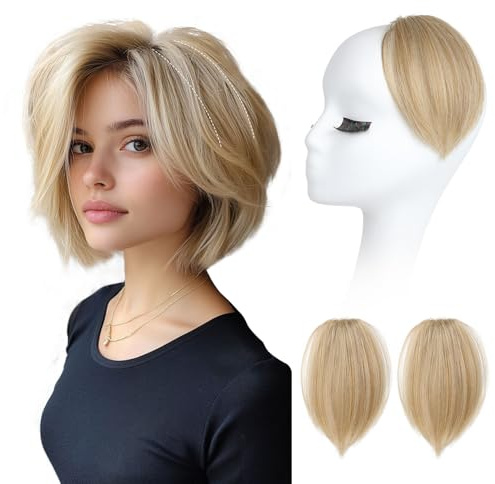 REECHO Clip in Hair Volumizer, 2PCS 6 inch Short Thick Clip in Hairpieces Adding Extra Volume Hair Extensions for Women (Medium Blonde)