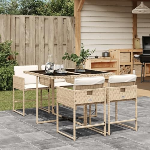 Festnight Gartenmöbel Set 4 Stühle mit Tisch Gartenmöbel Set 4 Personen Terrassenmöbel Außen Sitzgruppe Outdoor Gartentisch mit Stühlen Set Garten Essgruppe Wetterfest Gartengarnitur