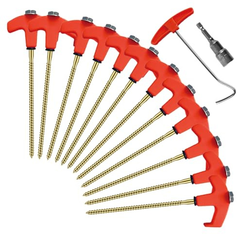 Tent Pegs | Tent Nails | Secure Support Hexagonal Fluorescent Screw Thread Pins Set for Canopy Tarp Landscaping Fence Artificial Turf Garden Netting