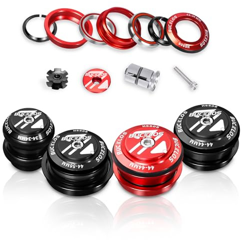 AEYINO 1-1/8 Jeu de direction Casque de vélo VTT Threadless 34 44 44-55 44-56 mm, tube fuselé droit pour VTT, vélo de route, vélo de route, double roulement étanche, pour cadre de fourche