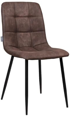 AVISSIMO Cosimi Esszimmerstuhl, Industrial-Look, Kunstleder-Sitzschale, Metallgestell, modern & robust, für Esszimmer & Wohnzimmer, Dunkelbraun (2er Set)