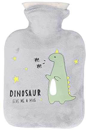 Haofy Dinosaurier-Wärmflasche, Silikon-Wärmbeutel, 500 Ml Zur Linderung von Muskelkater Im Nacken, an den Schultern und an den Füßen (GREY)