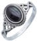 mantraroma Damen Ring Silber mit Stein Onyx Edelstein schwarz ausgefallen verspielt