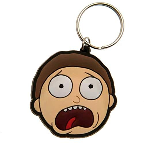 Cartoon Network Rick and Morty - Morty Terrified Face, Schlüsselanhänger aus Gummi, 4.5 x 6 cm