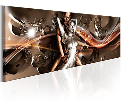 murando - Wandbilder XXL Paar 150x50 cm 1 tlg - Wand Deko Vlies Leinwand Bilder Groß Wanddeko Wohnzimmer Schlafzimmer Kunstdrucke Panoramabild - Abstrakt Digital Liebe silber Blitz Akt