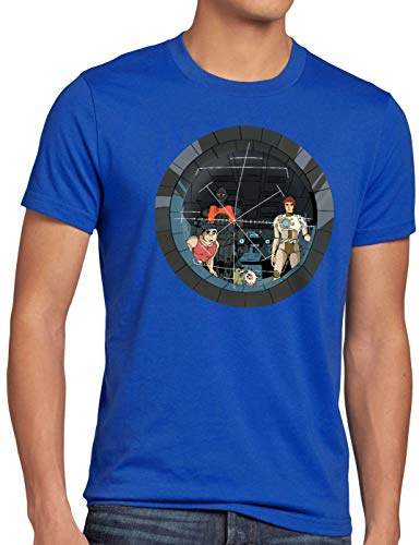 style3 Future Crew Herren T-Shirt Anime Raumschiff Captain, Größe:3XL, Farbe:Blau