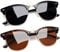 Joopin Semi-Rimless Polarized Sunglasses Man, UV400 Protection Classic Horn Rimmed Sun Glasses for Men Women (Brilliant Black+Leopard)