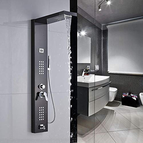 Huin Colonne de douche de pomme de douche de jets de douche de pluie de salle de bains en laiton bronze huilé avec pulvérisateur à main