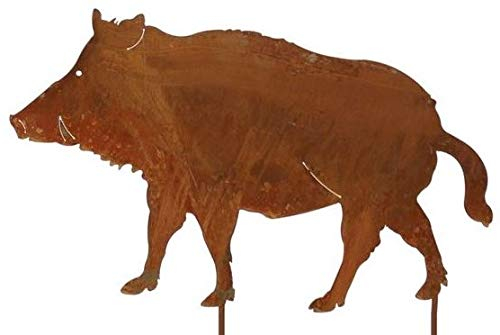 Rostalgie Edelrost Wildschwein Oswald auf Stab 61 x 36 cm Gartenstecker Tierfigur