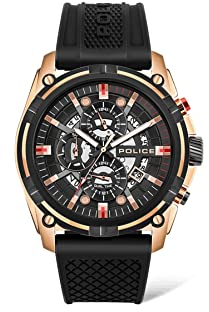 Police Herren Analog Quarz Uhr mit Silikon Armband PEWJQ2003541