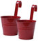 ASSR Lot de 2 pots de fleurs à suspendre avec crochet amovible - En métal rouge - À fixer au mur - Pour plantes grasses - Avec drainage - Pour extérieur, clôture, balcon