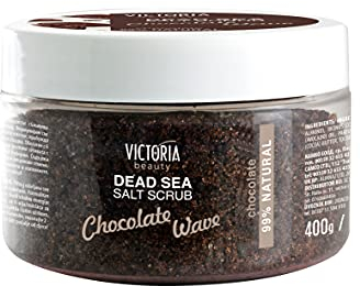 Victoria Beauty - Totes Meer Körperpeeling, Salz Peeling für Gesicht und Körper, Dead Sea Exfoliating Body Salt Scrub, natürliche Rezeptur - duftet nach Shokolade (1 x 400g)