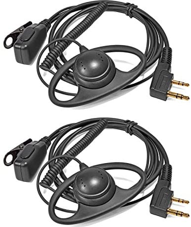 HYSHIKRA Walkie Talkie Earpiece with Mic Headset Compatible with Baofeng UV5R 888S UV-82HP Kenwood 2 Way Radio for Security Bodyguard Outdoor (D Shape, 2 Pack)