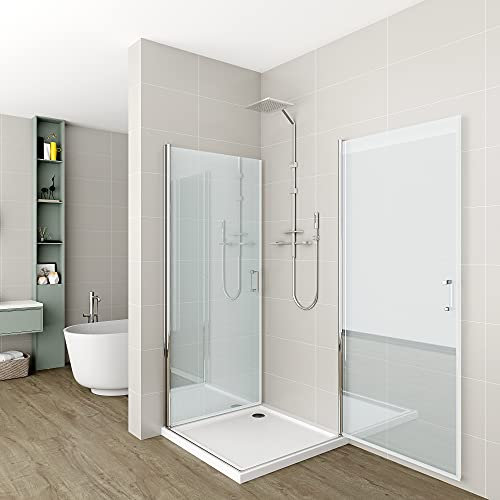 Duschkabine 80x80,180° Schwingtür Eckig Duschwand Eckeinstieg Duschabtrennung 6mm ESG klares Sicherheitsglas Höhe 195cm
