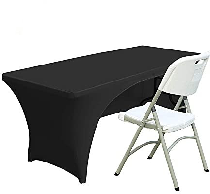 Namvo Stretch-Tischdecke, 1,8 m, mit offener Rückseite für rechteckige Tische, rechteckige Spandex-Tischdecke, vierfach eng anliegend, elastische Stretchhusse